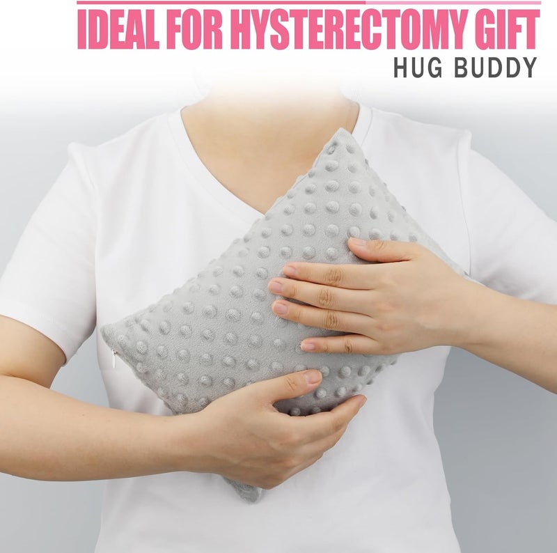 BNRendles Hysterectomy Pillow Pocket Tummy Pillows, Hysterectomy Recovery Gifts, Ice Pack Not Included, Small Portable Abdominal Cushion After Surgery Post C-Section Women Minky Dot Light Gray - Image 3